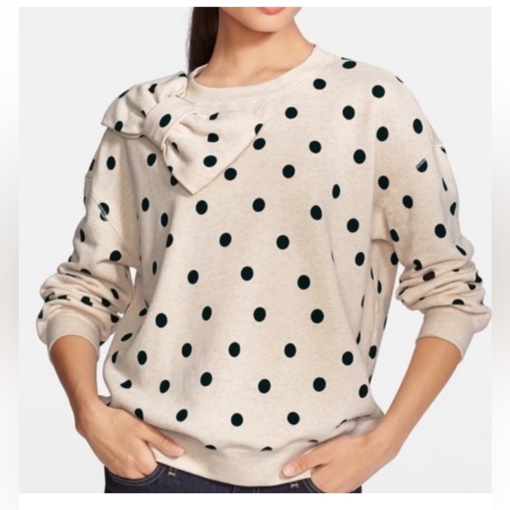 Bundle👚Kate Spade Cream and Black Polka Dot Bow Sweatshirt & WHBM Black Top & 🎁